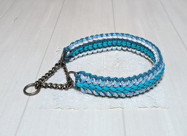 ⭐︎くますけ⭐︎ページ　ハーフチョークチェーン　大型犬　小型犬　パラコード パラコード ハーフチョークチェーンタイプ 大型犬用（首回り45cm、頭