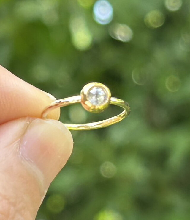 K24+K22+K18天然ダイアモンド・カボションカット ゴールドリング #4