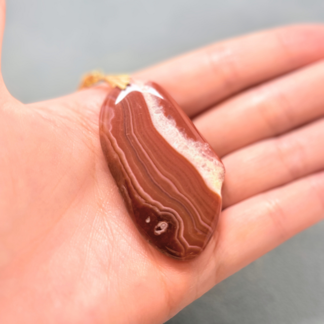 ラス1 55×30 大ぶり レッドアゲート/赤瑪瑙  K24GP 天然石ネックレス - Stratum