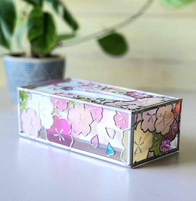 受注：『初桜』グラスアート ティッシュ／ペーパータオルケース