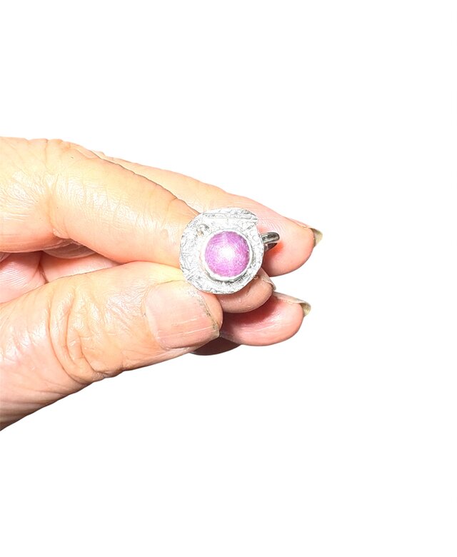 スタールビー、手彫りシルバーリング