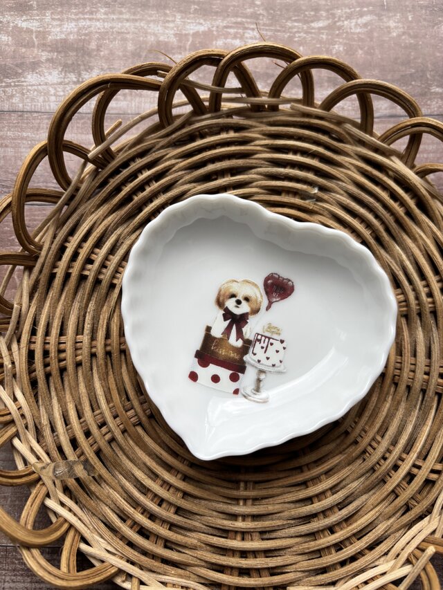 シーズー　ハート皿