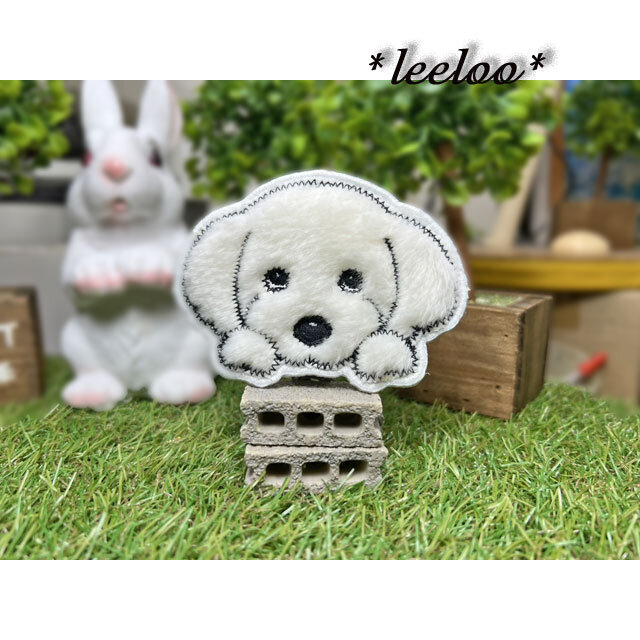 ★それに見えたら貴方の犬種★もこもこ犬★ワッペン-白-9