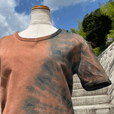 藍・柿渋重ね染め紳士物Tシャツ25037 | iichi 日々の暮らしを心地よく