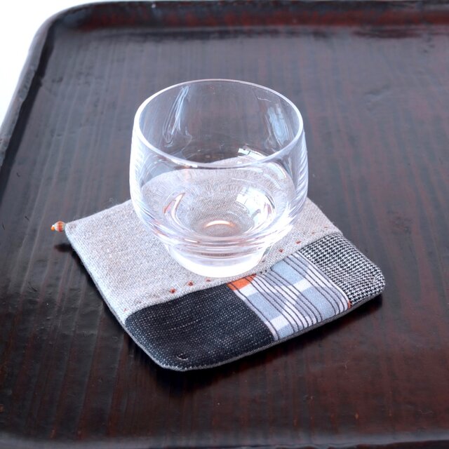 布のかけら　コースター　フィードサック　14