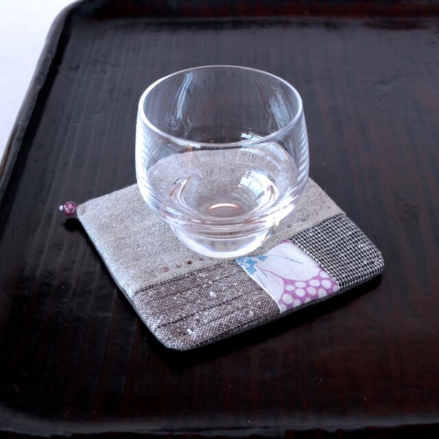 布のかけら　コースター　フィードサック　15