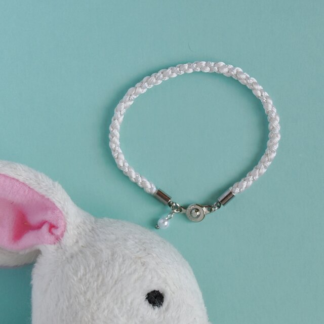 うさぎ色「まん丸うさぎ ホワイト」ブレスレット(R-wh-250615)