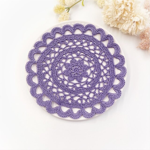 お花のレースドイリー/015/パープル