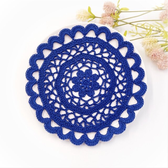 お花のレースドイリー/015/ブルー