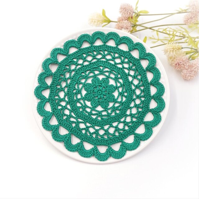 お花のレースドイリー/015/グリーン