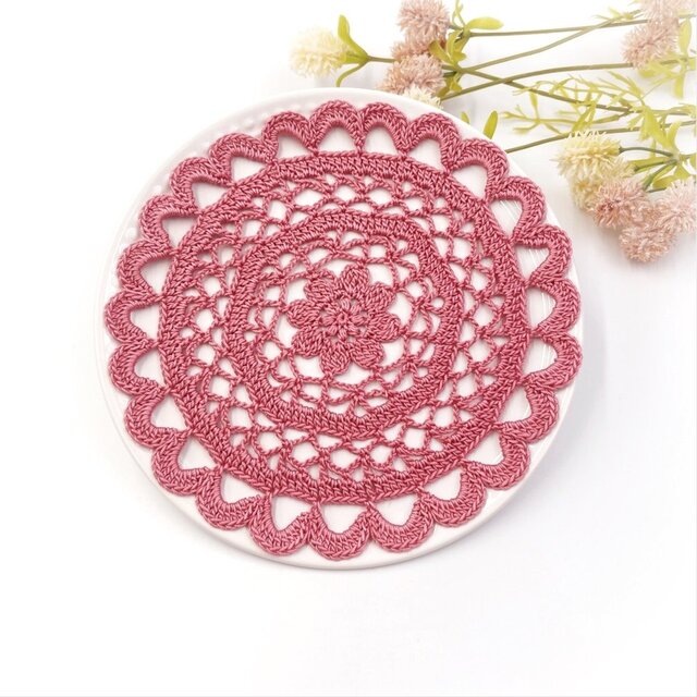 お花のレースドイリー/015/ピンク