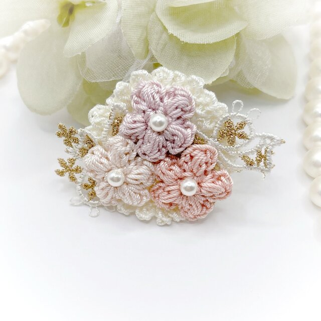 Kobana/小花のブーケブローチ/ピンク