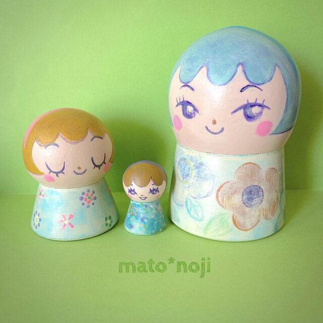 オリガ・ミッチナ作　ダルマ型 マトリョーシカ　6ピース　３人の子供 オリガ・ミッチナ作 ダルマ型 マトリョーシカ 6ピース 3人の