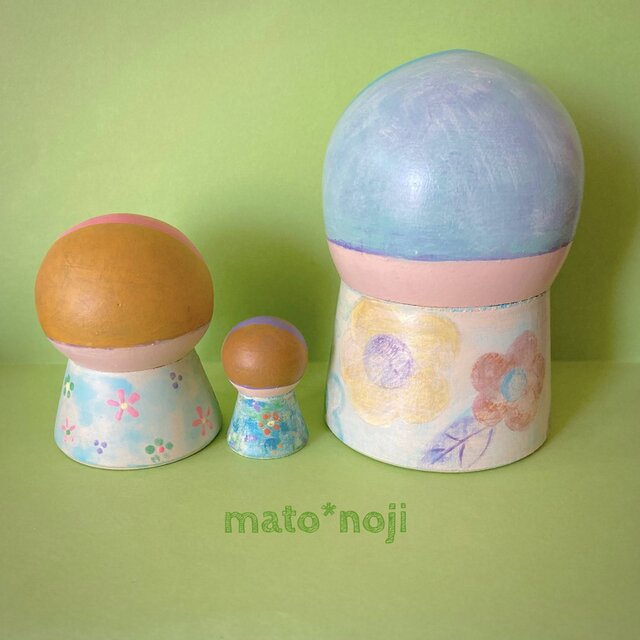 オリガ・ミッチナ作　ダルマ型 マトリョーシカ　6ピース　３人の子供 オリガ・ミッチナ作 ダルマ型 マトリョーシカ 6ピース 3人の