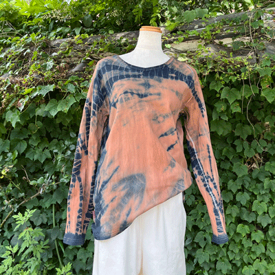 藍・柿渋重ね染め紳士物Tシャツ25038