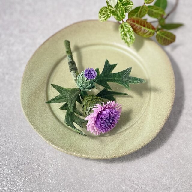 布花　くすみピンクが可愛い、レアなアザミのコサージュ。