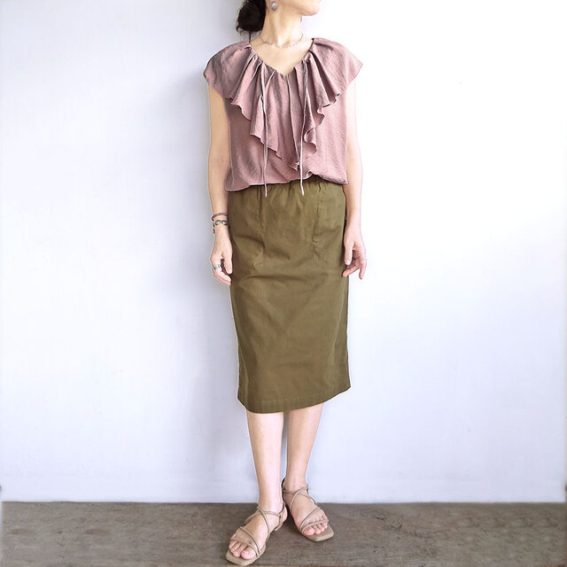 Theory 18AW ボウタイノースリーブブラウス ダスティピンク ラッフルカラーノースリーブブラウス（ダスティピンク） | iichi 日々