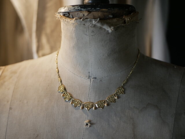 FN-17】フィリグリーネックレス K18YG フランスアンティーク