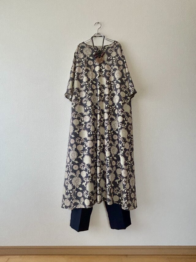 Sale20%オフ インド綿ハンドブロックプリントのAラインシルエットの