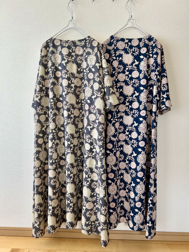 Sale20%オフ インド綿ハンドブロックプリントのAラインシルエットの