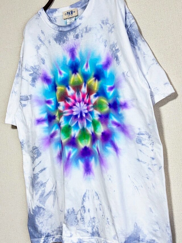 タイダイ Tシャツ XXLサイズ 曼荼羅 グレー ムラ染め Hippies Dye HD24