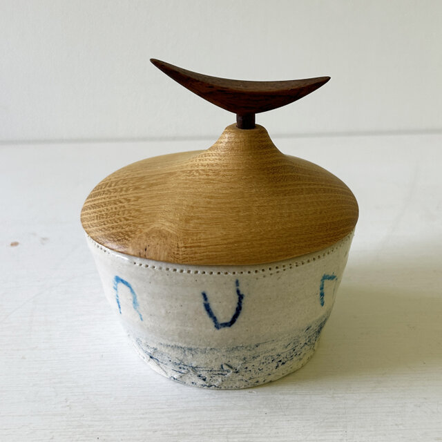 楕円猪口・白青クレ