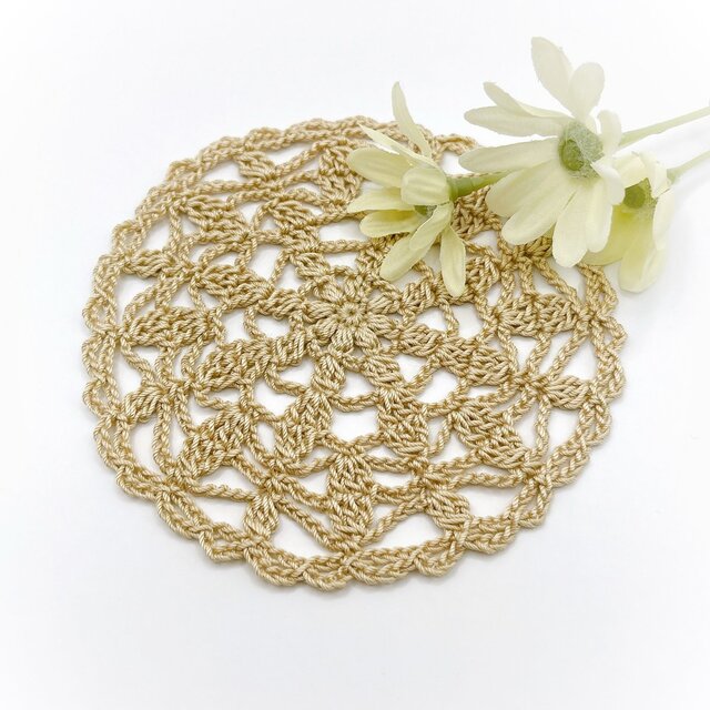 お花とリーフのドイリー/073/ベージュ