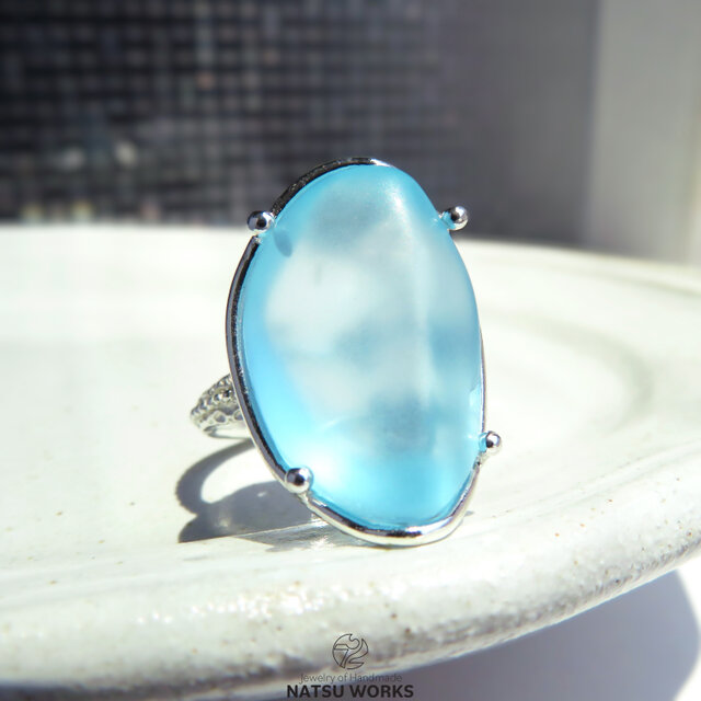 ブルー トパーズ リング / smooth rough-cut Blue Topaz Ring 0