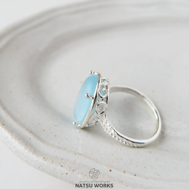 ブルー トパーズ リング / smooth rough-cut Blue Topaz Ring o