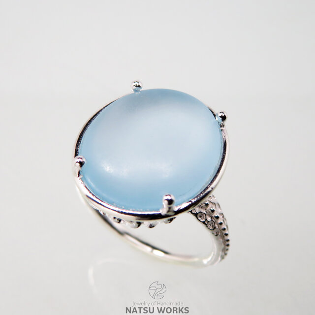 ブルー トパーズ リング / smooth rough-cut Blue Topaz Ring o