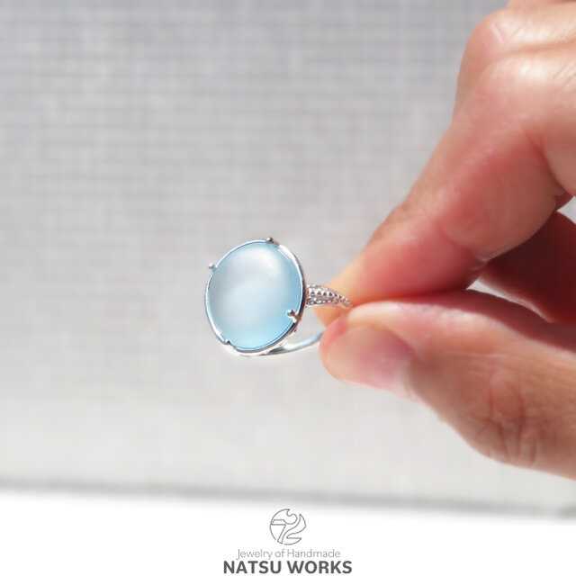 ブルー トパーズ リング / smooth rough-cut Blue Topaz Ring o