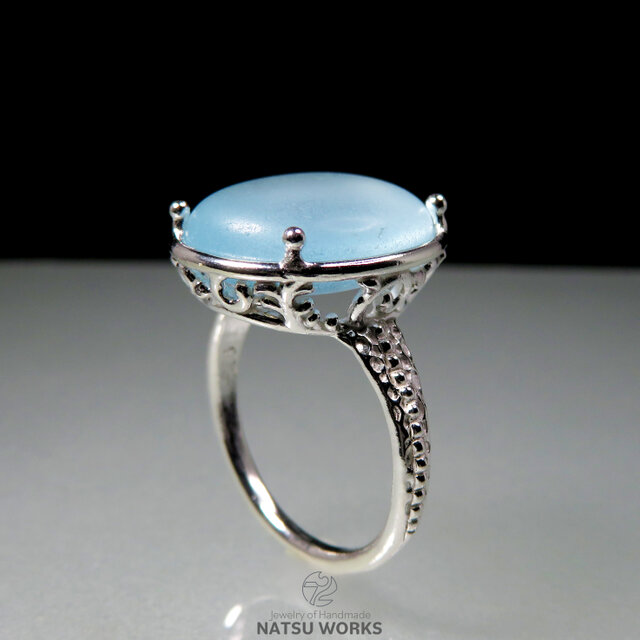ブルー トパーズ リング / smooth rough-cut Blue Topaz Ring o