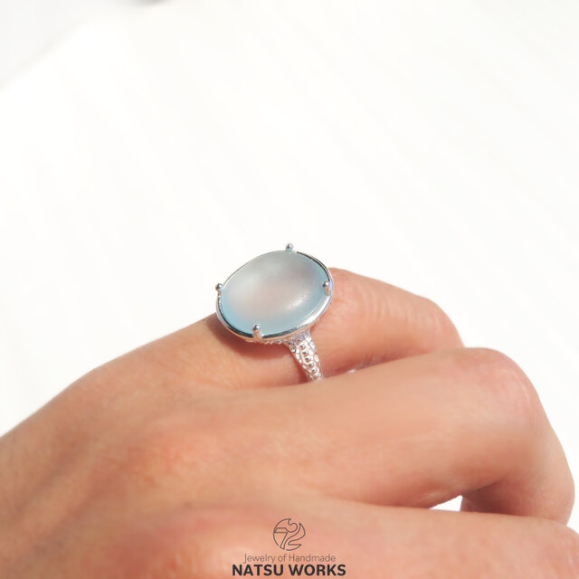 ブルー トパーズ リング / smooth rough-cut Blue Topaz Ring o