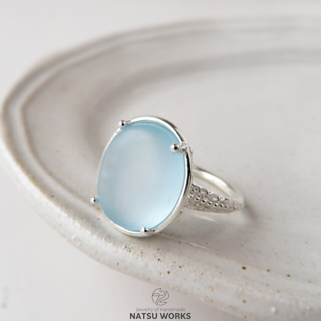 ブルー トパーズ リング / smooth rough-cut Blue Topaz Ring o