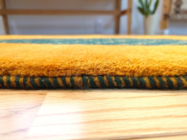 ペルシャ ギャッベ ミニランナー 120×43 黄金色 糸杉