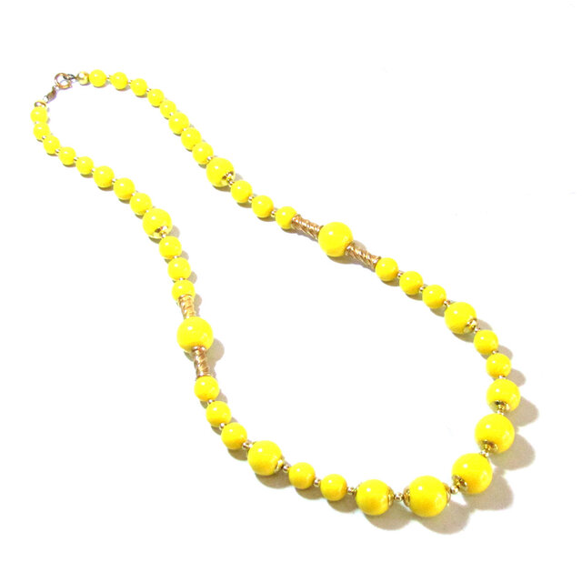 70s 「Christian Dior」 Vintage Lemon Yellow Plastic Necklace