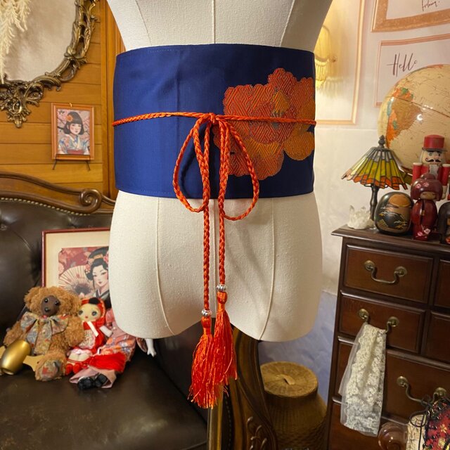 名古屋帯 リメイク サッシュベルト 飾り帯 和洋折衷 名古屋帯 リメイク サッシュベルト 飾り帯 和洋折衷