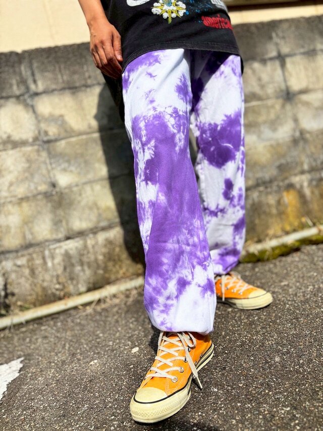 タイダイ スウェットパンツ Mサイズ パープル ムラ染め HD24-23