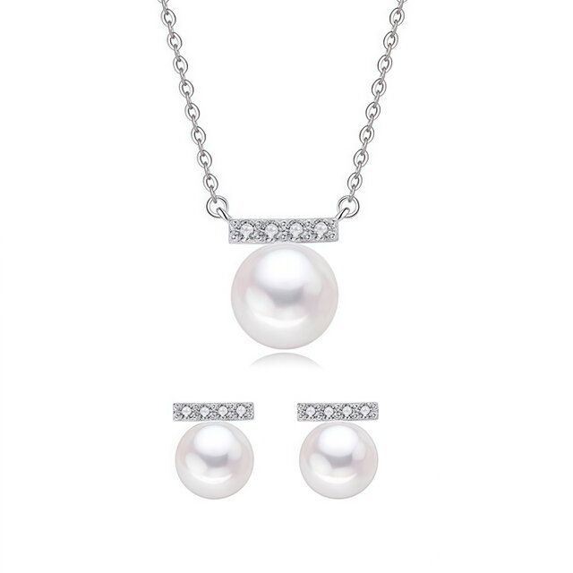 【平衡木シリーズ】S925淡水真珠ネックレス＆ピアス