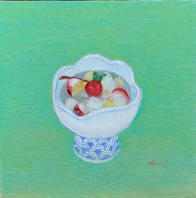 油絵「フルーツポンチに青海波」