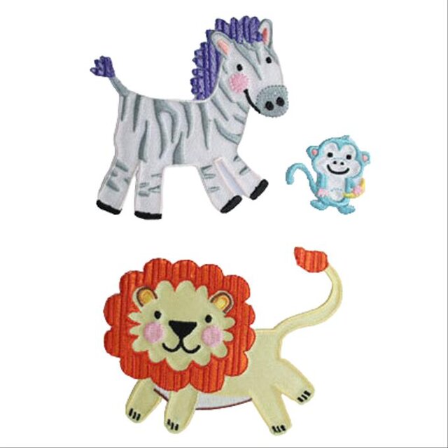 *Sale アップリケワッペン ジャンボ アニマル ライオン 猿 しまうま 動物 w-0732