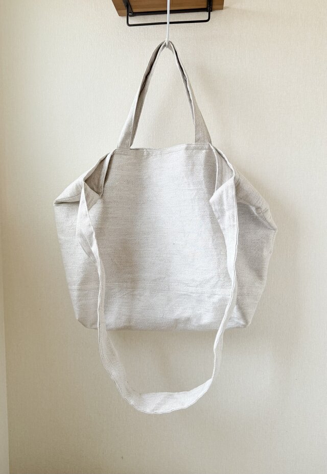 リネンの大きな2WAYショルダーバッグ