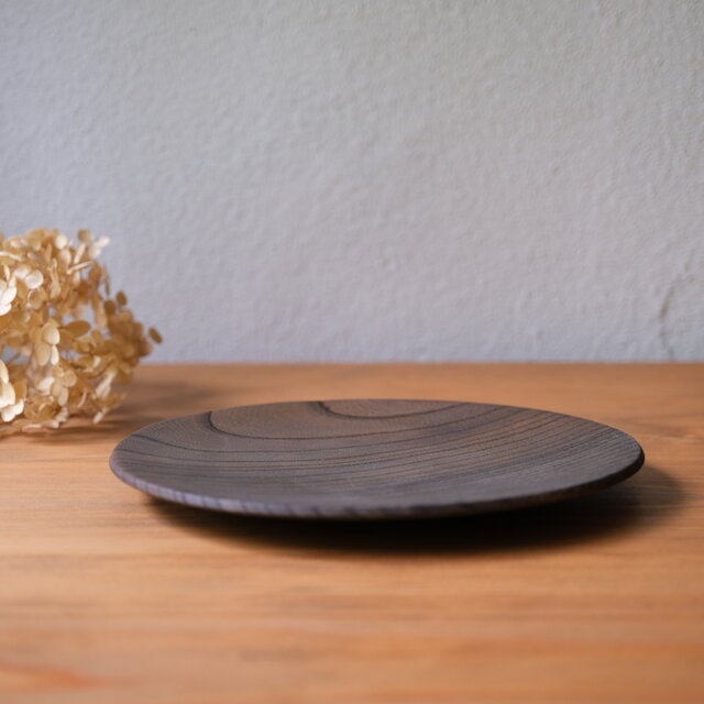 ケヤキのプレート（中）①〈ガラスコーティング〉【7194】