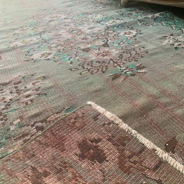 超大判 レア オーバーダイ トルコヴィンテージラグ 253×143