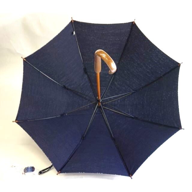 藍染　日傘　ハンドメイド 昭和レトロの藍染日傘 木製持ち手 ハンドメイド - メルカリ