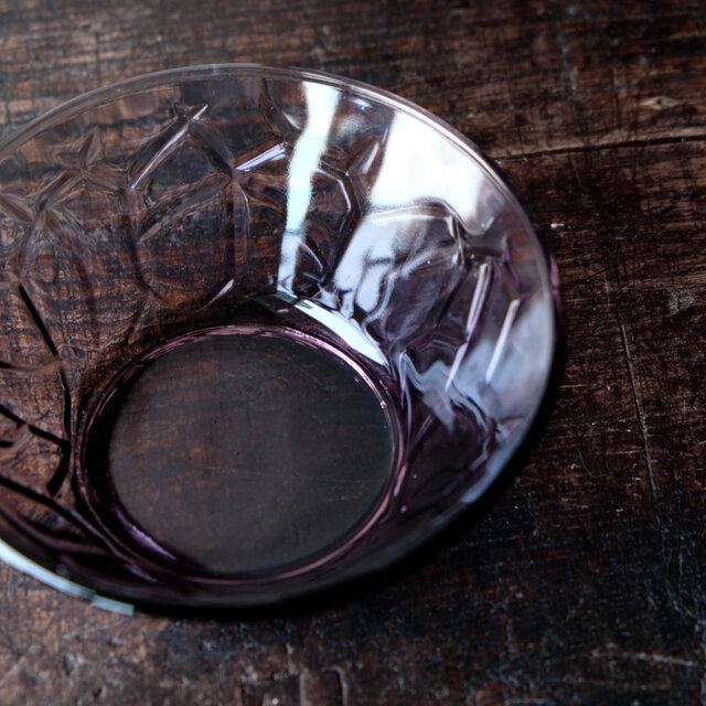 紫で素敵◇プレスガラス紫小鉢 昭和レトロ 古民家 古道具 ガラス食器