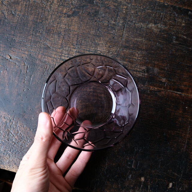 紫で素敵◇プレスガラス紫小鉢 昭和レトロ 古民家 古道具 ガラス