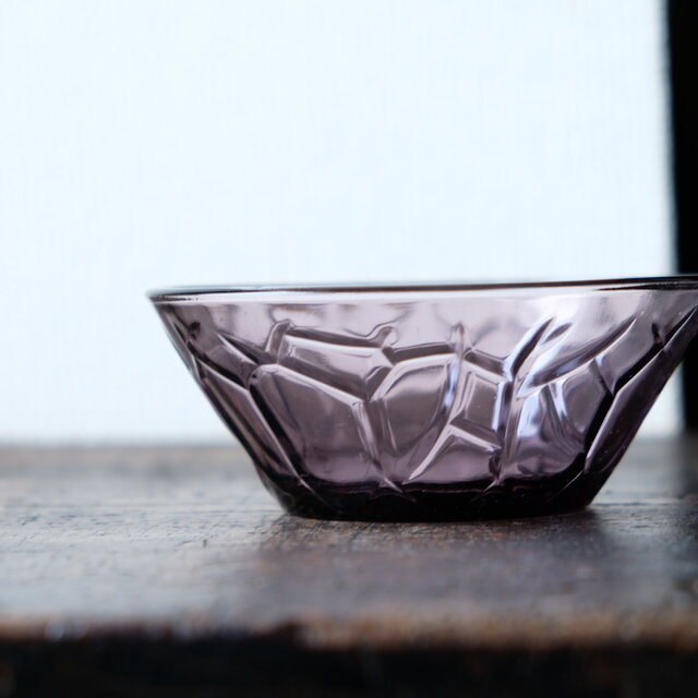 紫で素敵◇プレスガラス紫小鉢 昭和レトロ 古民家 古道具 ガラス