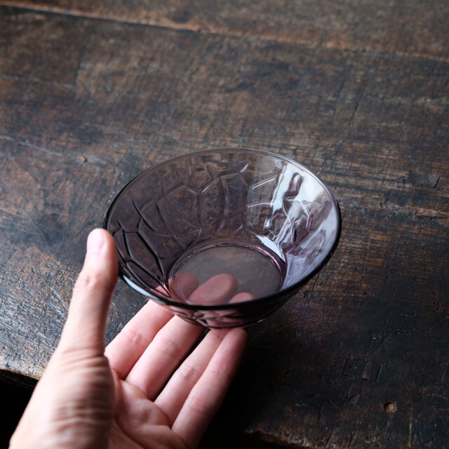 紫で素敵◇プレスガラス紫小鉢 昭和レトロ 古民家 古道具 ガラス