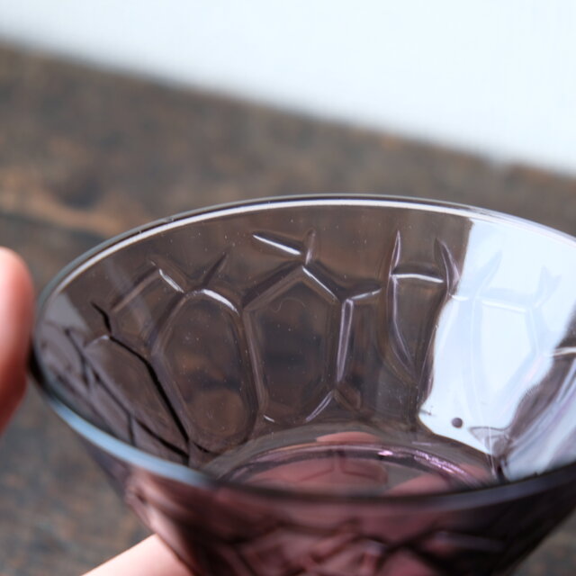 紫で素敵◇プレスガラス紫小鉢 昭和レトロ 古民家 古道具 ガラス食器